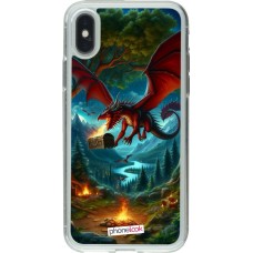 iPhone X / Xs Case Hülle - Gummi transparent Drache Fliegend Wald Schatz