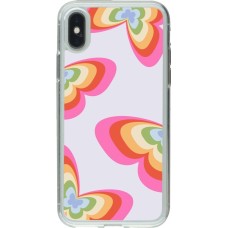 iPhone X / Xs Case Hülle - Gummi transparent Easter 2024 rainbow butterflies