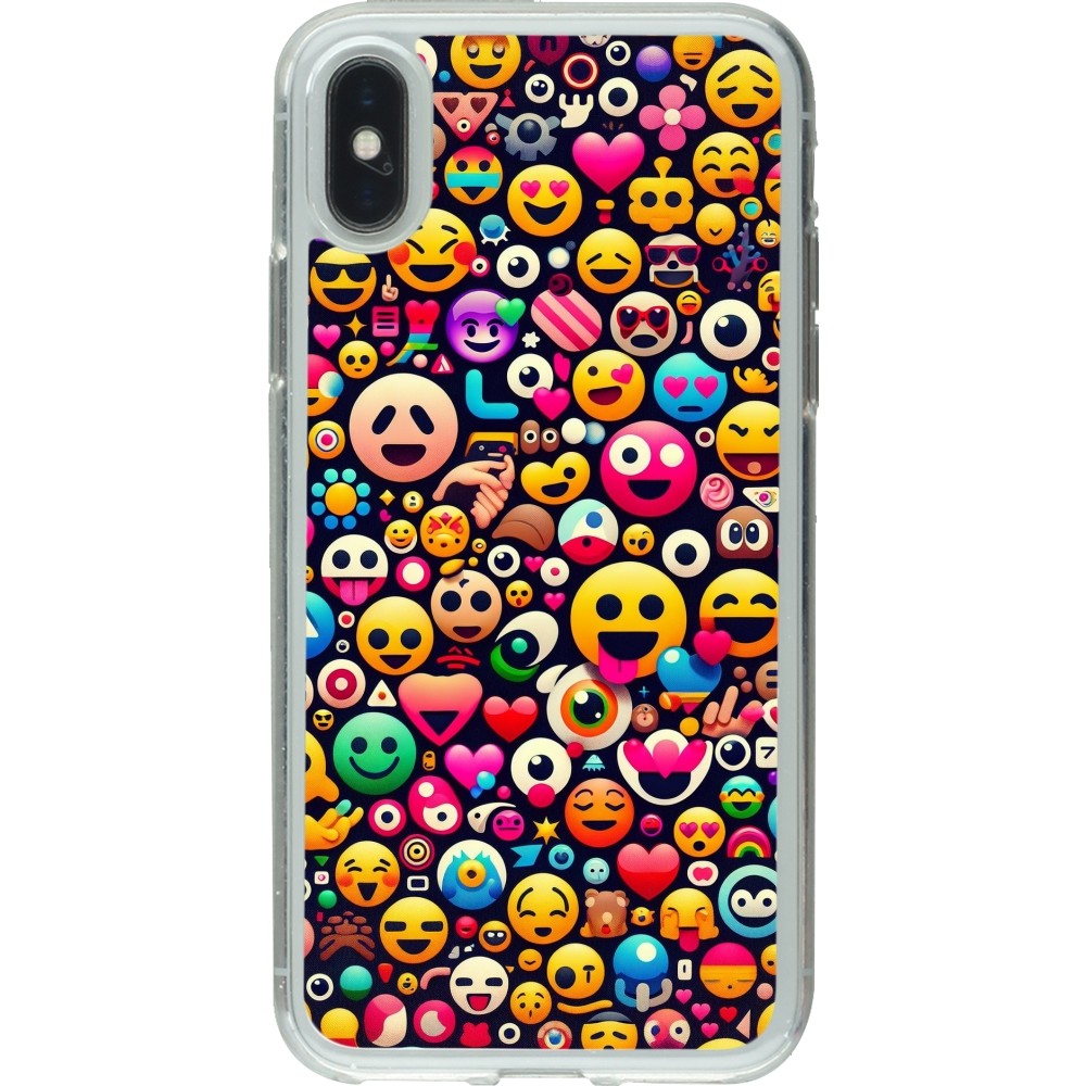 Coque iPhone X / Xs - Gel transparent Emoji Mix Color