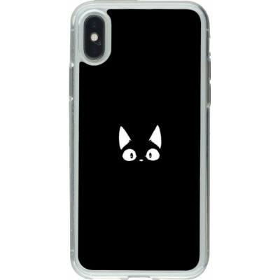 Coque iPhone X / Xs - Gel transparent Funny cat on black