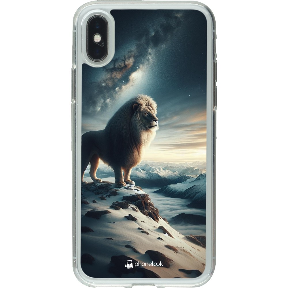 iPhone X / Xs Case Hülle - Gummi transparent Der weisse Loewe
