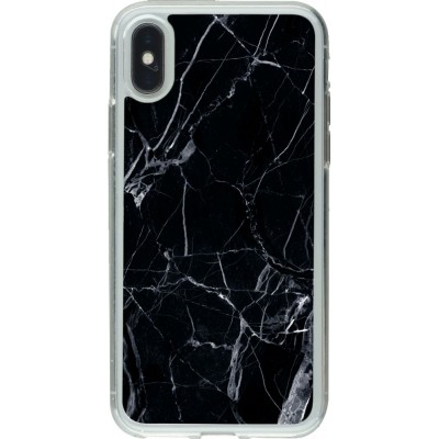 Hülle iPhone X / Xs - Gummi transparent Marble Black 01