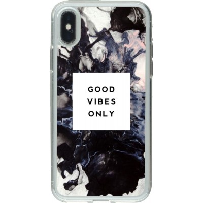 Hülle iPhone X / Xs - Gummi transparent Marble Good Vibes Only
