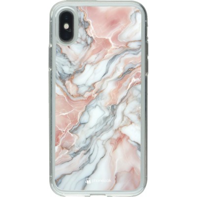 iPhone X / Xs Case Hülle - Gummi transparent Rosa Leuchtender Marmor