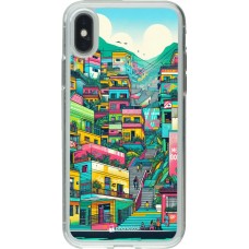 iPhone X / Xs Case Hülle - Gummi transparent Medellin Comuna 13 Kunst