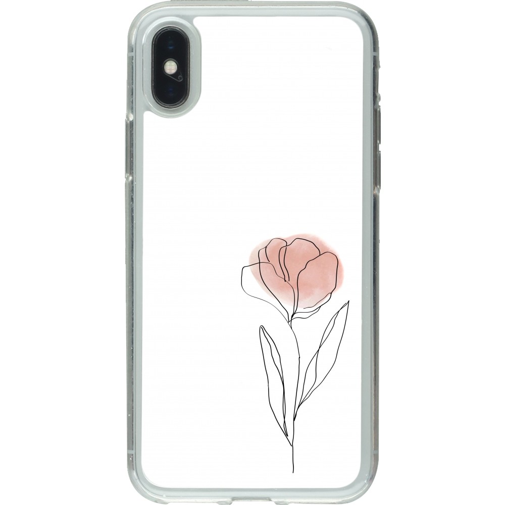 iPhone X / Xs Case Hülle - Gummi transparent Spring 23 minimalist flower