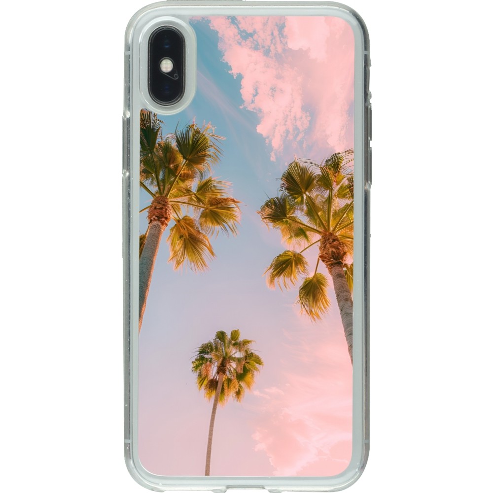 iPhone X / Xs Case Hülle - Gummi transparent Summer 2025 Palmiers