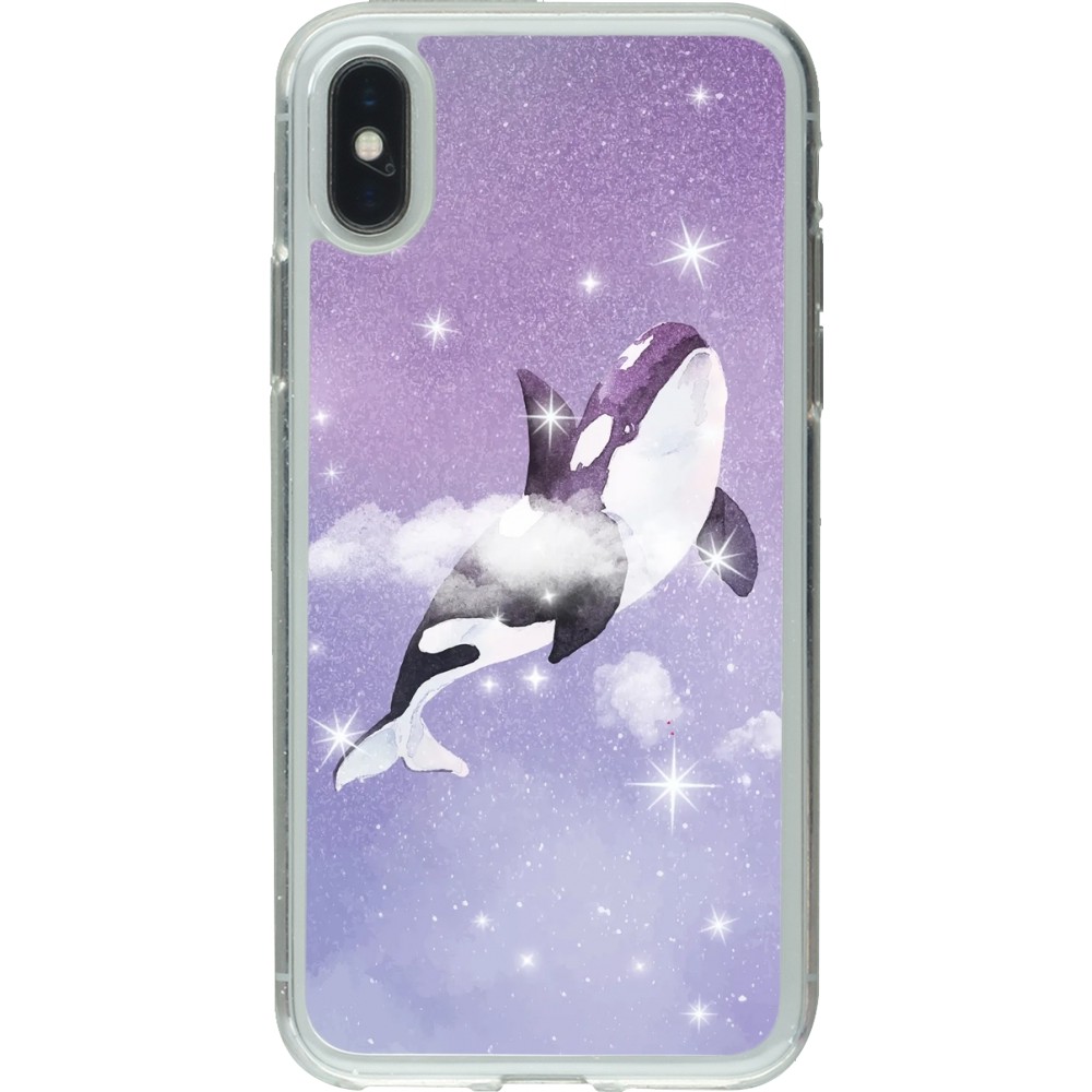 Coque iPhone X / Xs - Gel transparent Whale in sparking stars