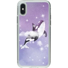 Coque iPhone X / Xs - Gel transparent Whale in sparking stars