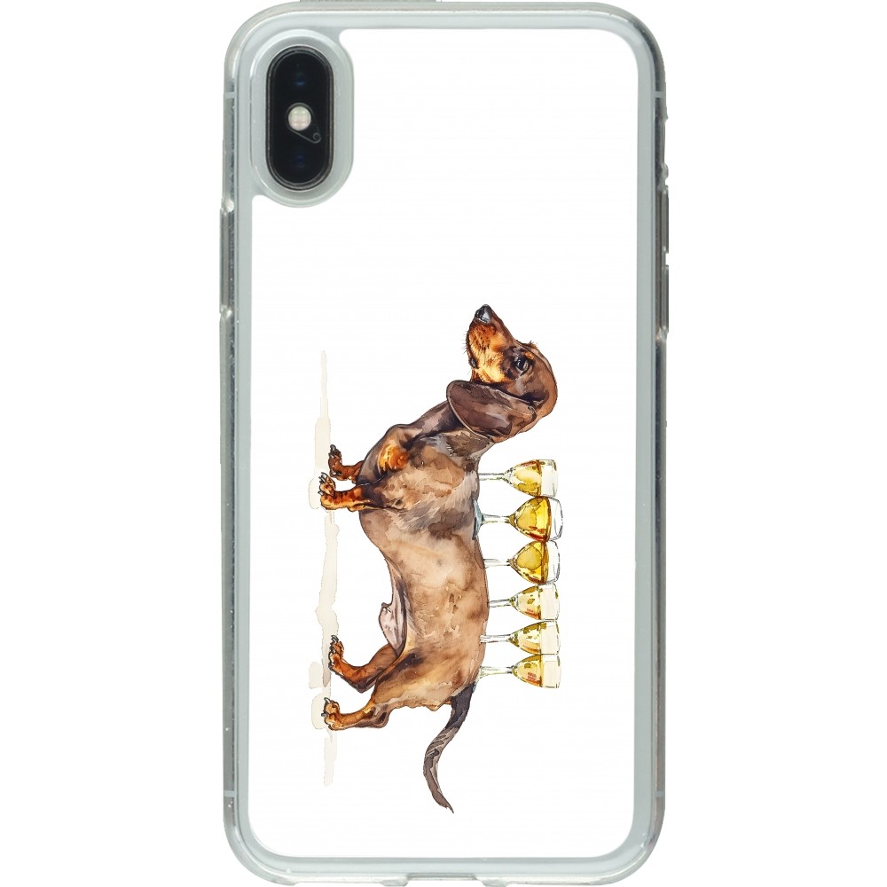 Coque iPhone X / Xs - Gel transparent Wine Teckel