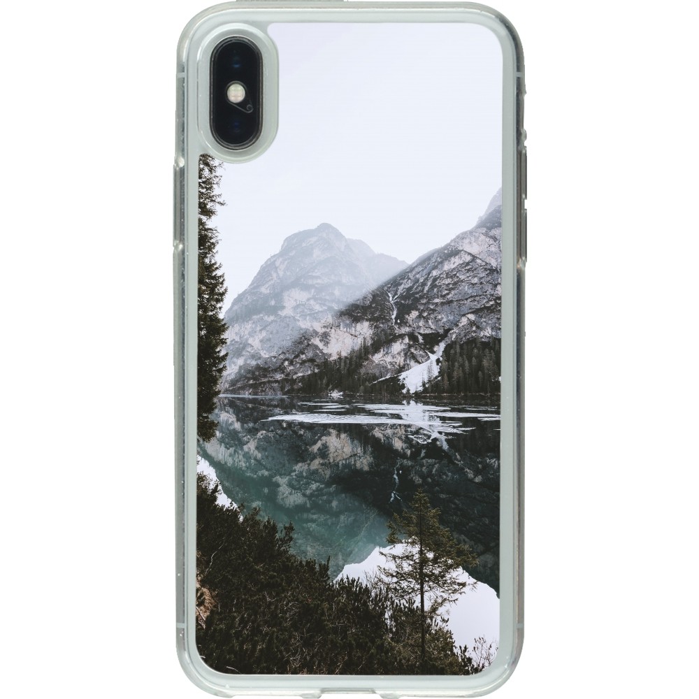 Coque iPhone X / Xs - Gel transparent Winter 22 snowy mountain and lake