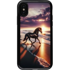 iPhone X / Xs Case Hülle - Hybrid Armor schwarz Pferd majestätisch Strand