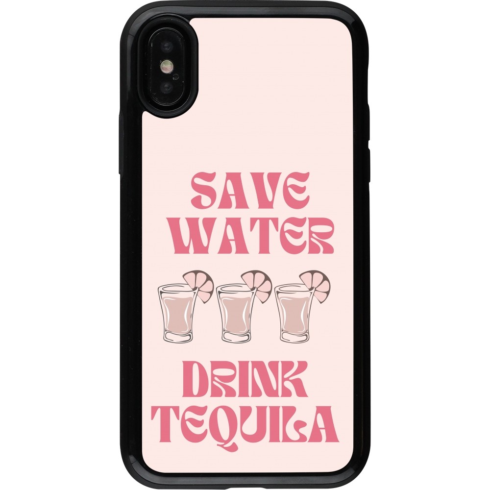 iPhone X / Xs Case Hülle - Hybrid Armor schwarz Cocktail Save Water Drink Tequila