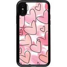 iPhone X / Xs Case Hülle - Hybrid Armor schwarz Easter 2023 pink hearts