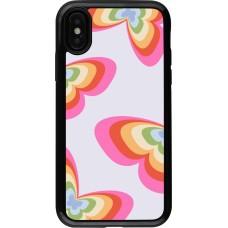 iPhone X / Xs Case Hülle - Hybrid Armor schwarz Easter 2024 rainbow butterflies