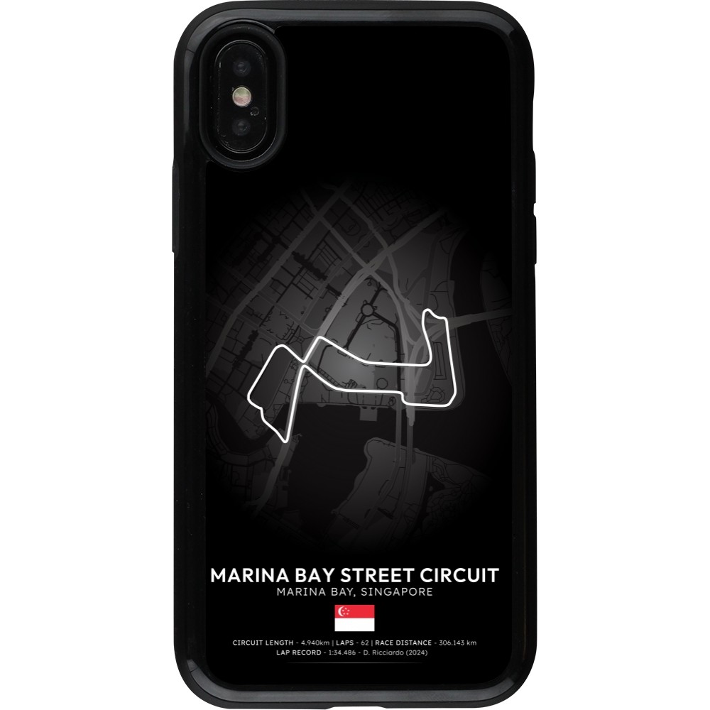 Coque iPhone X / Xs - Hybrid Armor noir F1 Track 2025 Singapore