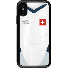 iPhone X / Xs Case Hülle - Hybrid Armor schwarz Schweiz Away personalisierbares Fussballtrikot