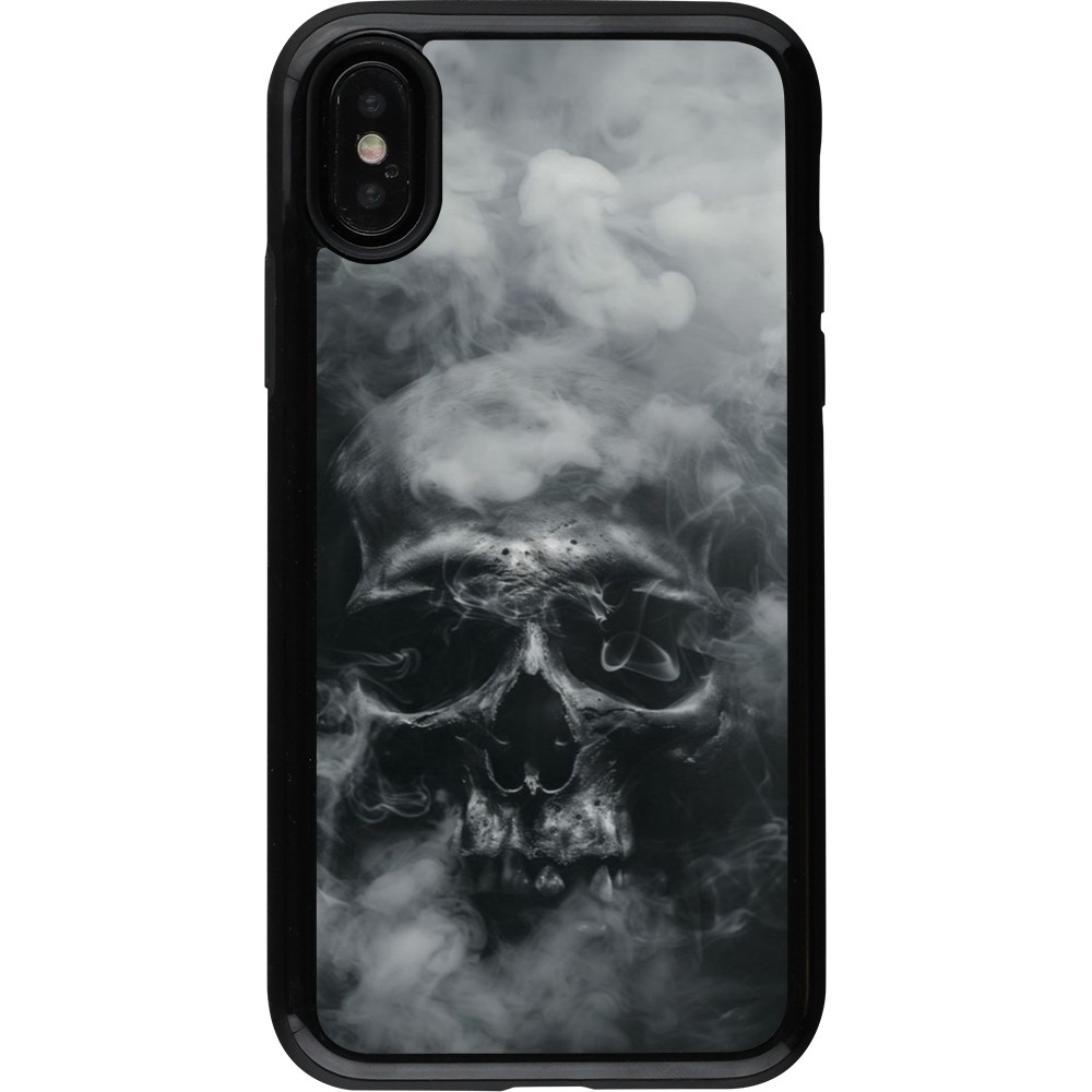 iPhone X / Xs Case Hülle - Hybrid Armor schwarz Halloween 2024 smoky skull