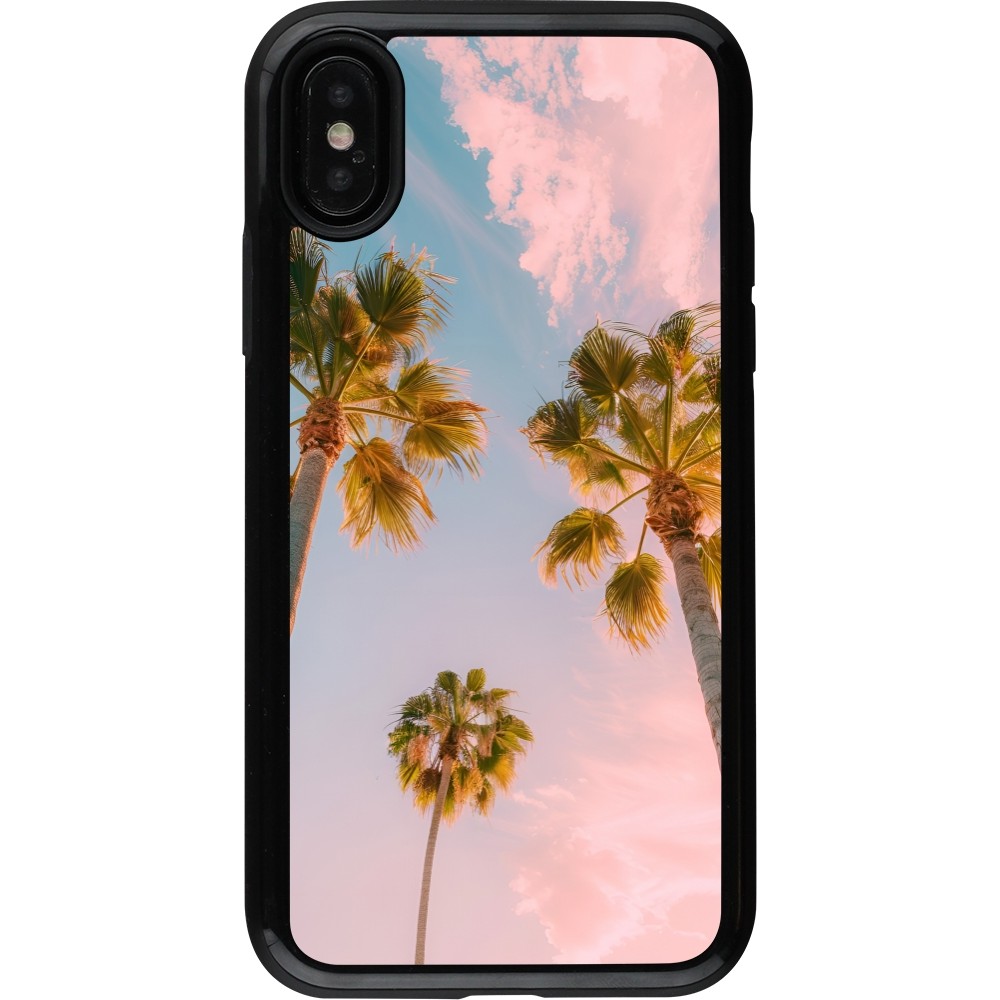 iPhone X / Xs Case Hülle - Hybrid Armor schwarz Summer 2025 Palmiers