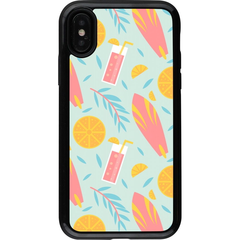 Coque iPhone X / Xs - Hybrid Armor noir Summer 2025 Pattern citron