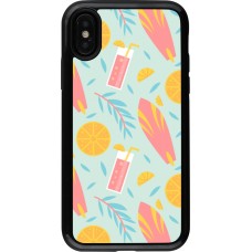 Coque iPhone X / Xs - Hybrid Armor noir Summer 2025 Pattern citron
