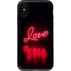Coque iPhone X / Xs - Hybrid Armor noir Valentine 2025 Neon Love