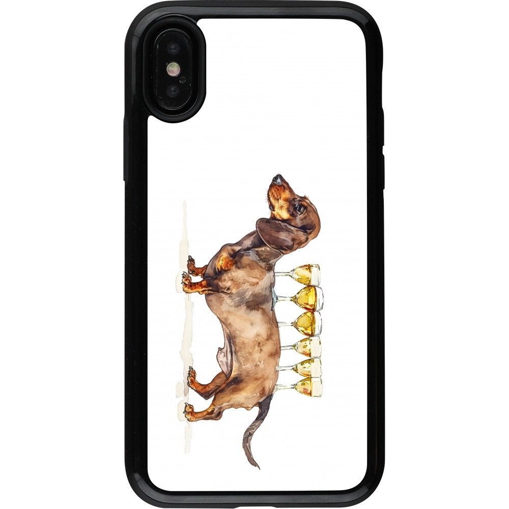 iPhone X / Xs Case Hülle - Hybrid Armor schwarz Wine Teckel