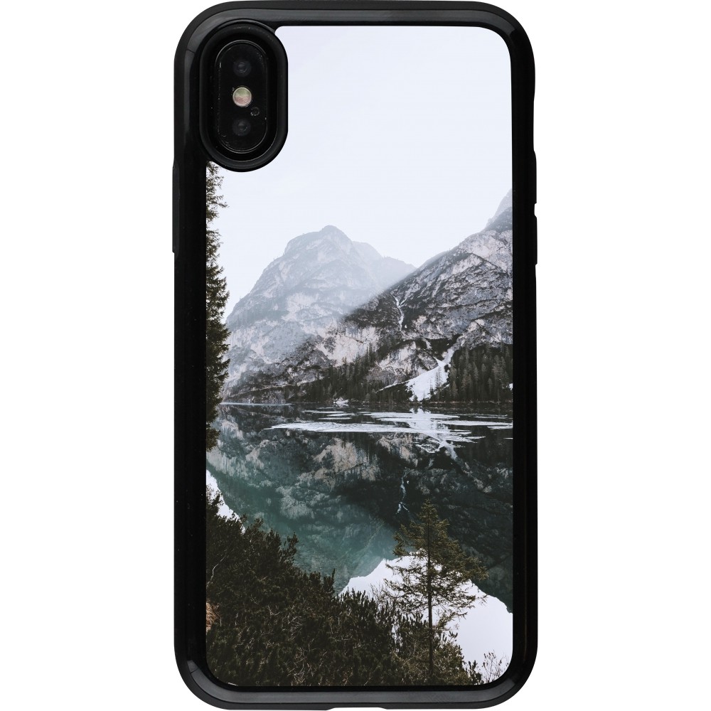 iPhone X / Xs Case Hülle - Hybrid Armor schwarz Winter 22 snowy mountain and lake