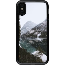 iPhone X / Xs Case Hülle - Hybrid Armor schwarz Winter 22 snowy mountain and lake