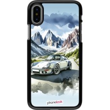 iPhone X / Xs Case Hülle - Porsche 911 Berg Aquarell