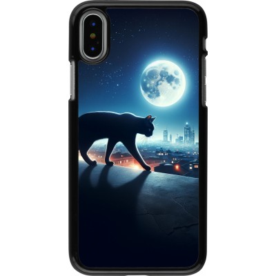 iPhone X / Xs Case Hülle - Schwarze Katze unter dem Vollmond