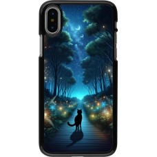 iPhone X / Xs Case Hülle - Schwarze Katze Spaziergang