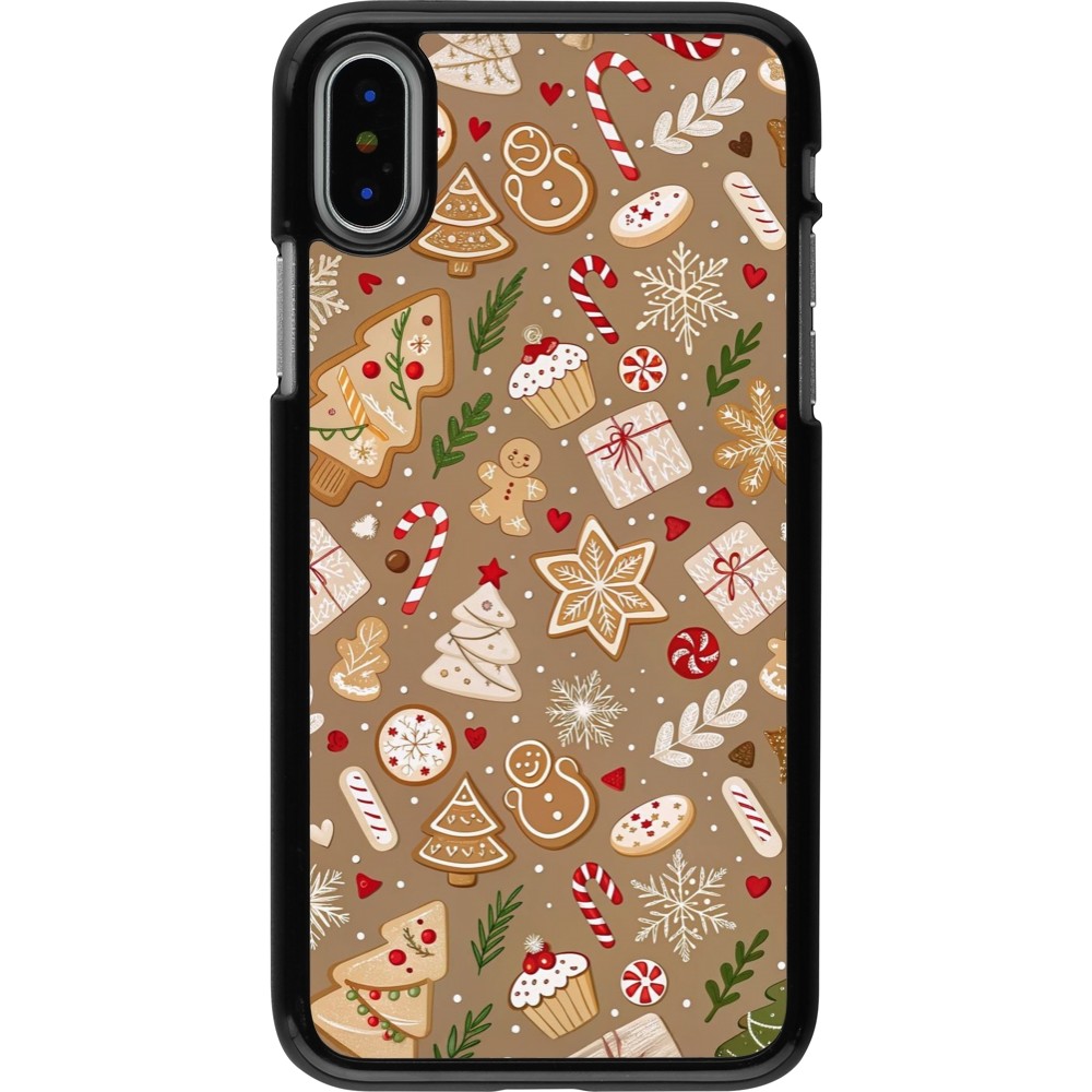 Coque iPhone X / Xs - Christmas 25 Pattern Ginger Cookie