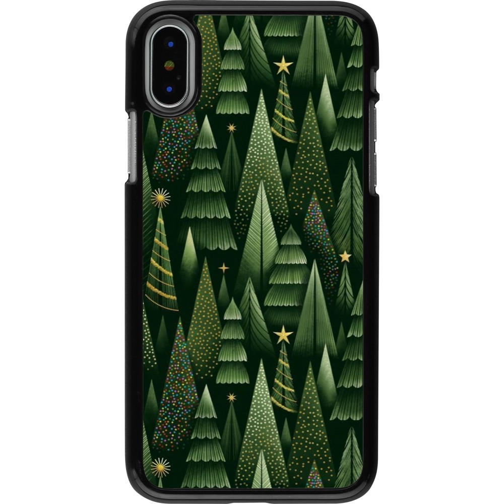 iPhone X / Xs Case Hülle - Christmas 25 Pattern Xmas Tree