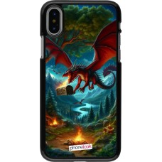 iPhone X / Xs Case Hülle - Drache Fliegend Wald Schatz
