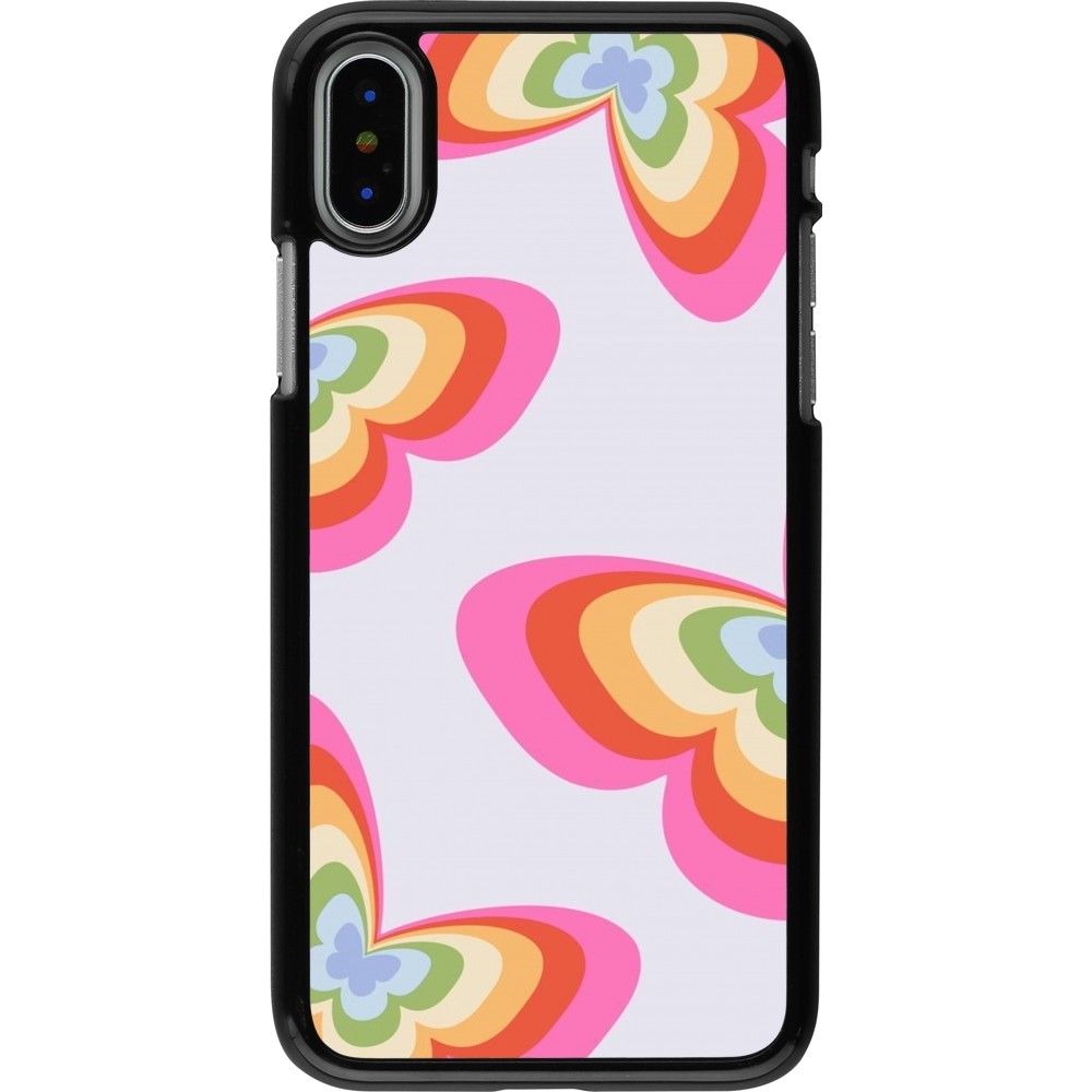 iPhone X / Xs Case Hülle - Easter 2024 rainbow butterflies