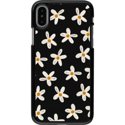 Coque iPhone X / Xs - Easter 2024 white on black flower