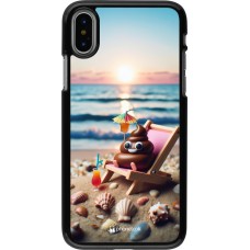 iPhone X / Xs Case Hülle - Kackhaufen Emoji auf Liegestuhl
