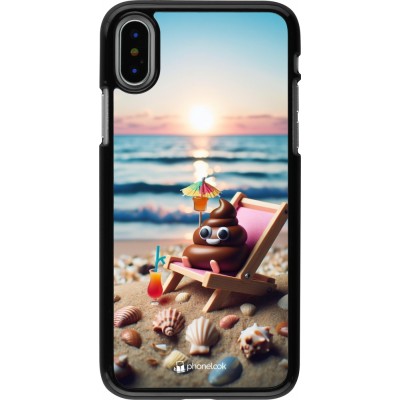 Coque iPhone X / Xs - Emoji caca sur chaise longue
