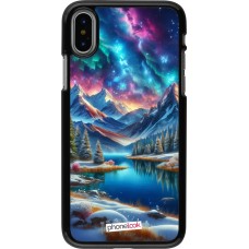Coque iPhone X / Xs - Fantasy Mountain Lake Sky Stars