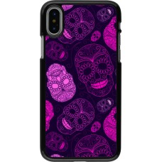 iPhone X / Xs Case Hülle - Halloween 2023 pink skulls