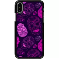 iPhone X / Xs Case Hülle - Halloween 2023 pink skulls