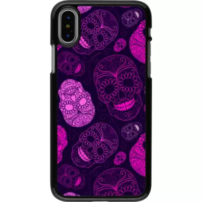 iPhone X / Xs Case Hülle - Halloween 2023 pink skulls
