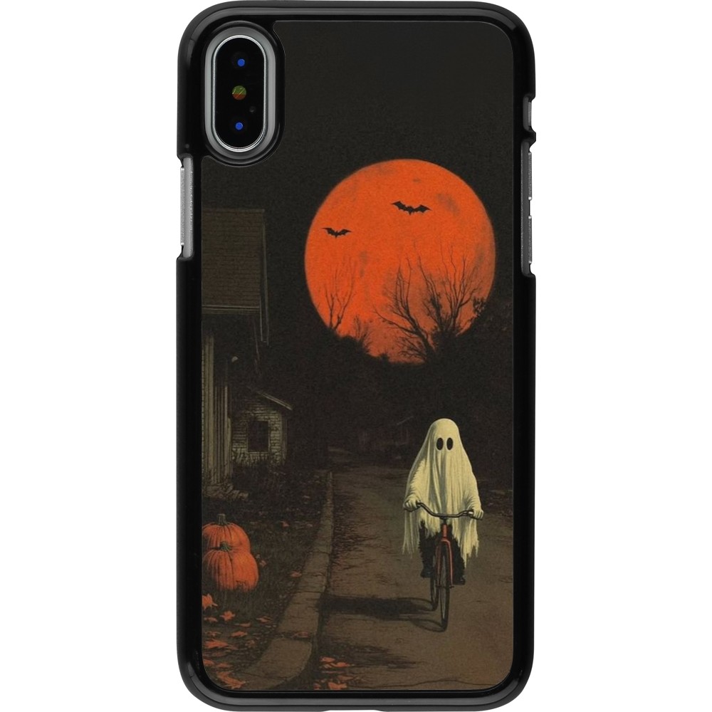 Coque iPhone X / Xs - Halloween 2025 Ghost on a bicycle