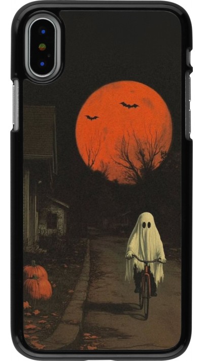 Coque iPhone X / Xs - Halloween 2025 Ghost on a bicycle