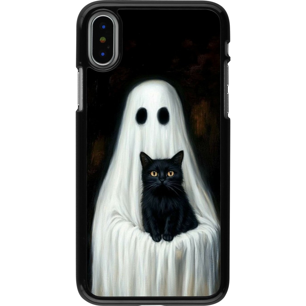 Coque iPhone X / Xs - Halloween 2025 Ghost with black cat