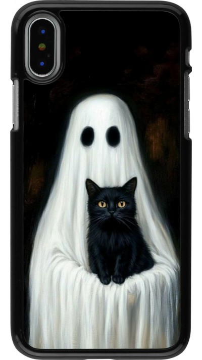 Coque iPhone X / Xs - Halloween 2025 Ghost with black cat
