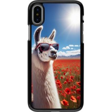 iPhone X / Xs Case Hülle - Lama Chic in Mohnblume