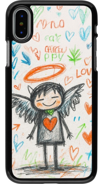 iPhone X / Xs Case Hülle - Little Angel Sketch Love