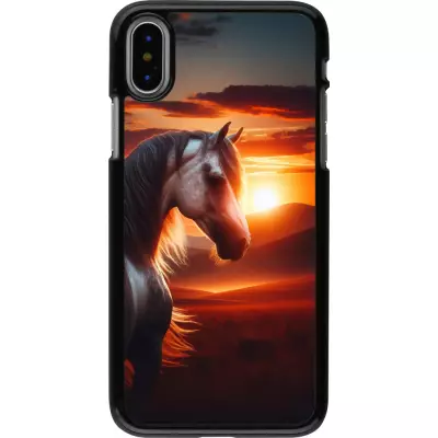 iPhone X / Xs Case Hülle - Majestätischer Sonnenuntergang Pferd